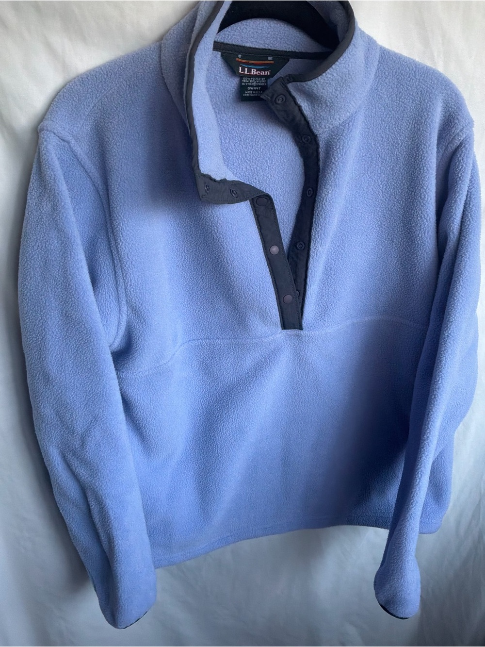 L.L. Bean Light Blue Women's Snap-Placket Fleece Pullover Cozy Winter Jacket